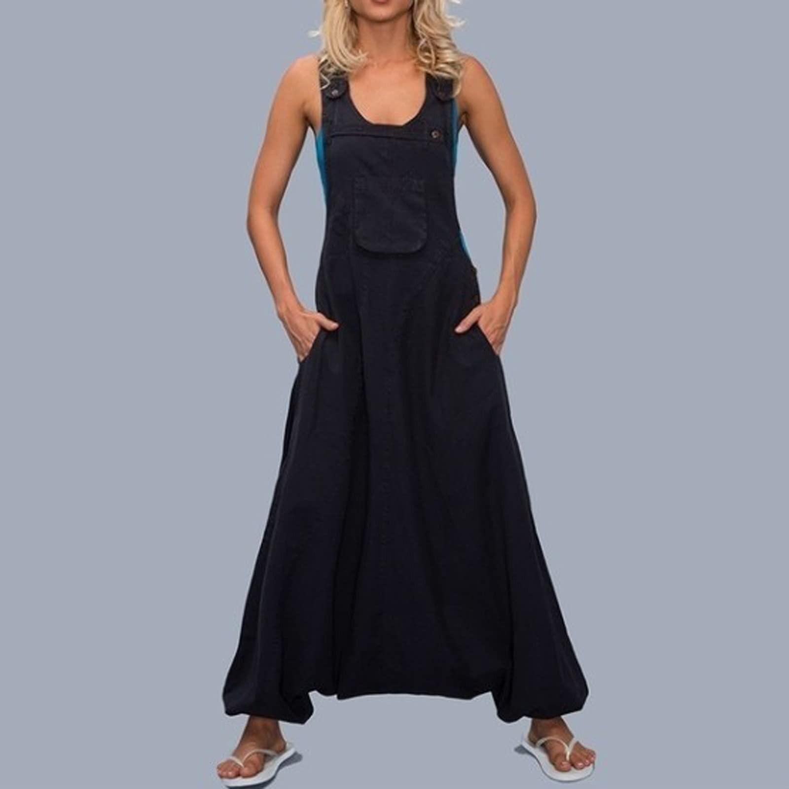 

Женские комбинезоны больших размеров для йоги, свободные широкие брюки, однотонные подтяжки, одежда для тела, комбинезон S