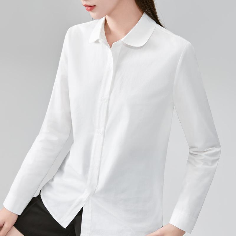 Nová halenka s lodičkovým výstřihem pro ženy Nový dámský tenký ležérní top Volná korejská košile s dlouhým rukávem bílá