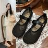 Lazy Wind Inner Height Increase Hollow Breathable Bag Head Half Slippers Women Summer Wear a Pedal Mary Jane Flat Bottom Fishing Net Shoes