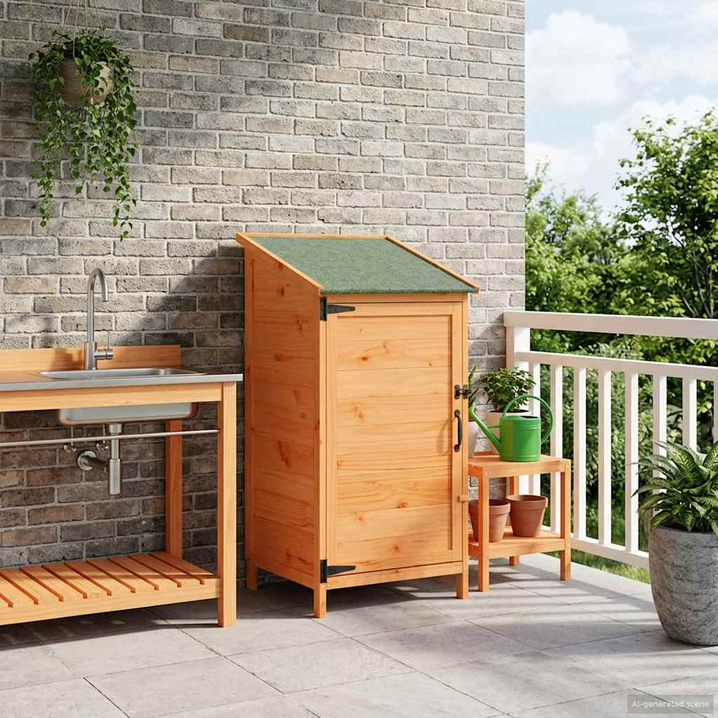 Garden Shed Brown 59 x 56 x 113.5 cm Solid Spruce Wood