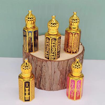 Osmiúhelníková vyřezávaná galvanicky pokovená roll-on lahvička na esenciální oleje - Lahvička na vzorky parfému ve středovýchodním stylu