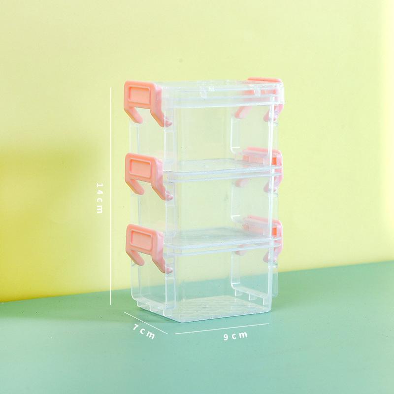 3-Layer Transparent Magic Buckle Storage Box Finishing Box Desktop Sundries Portable Storage Box Jewelry Organizer