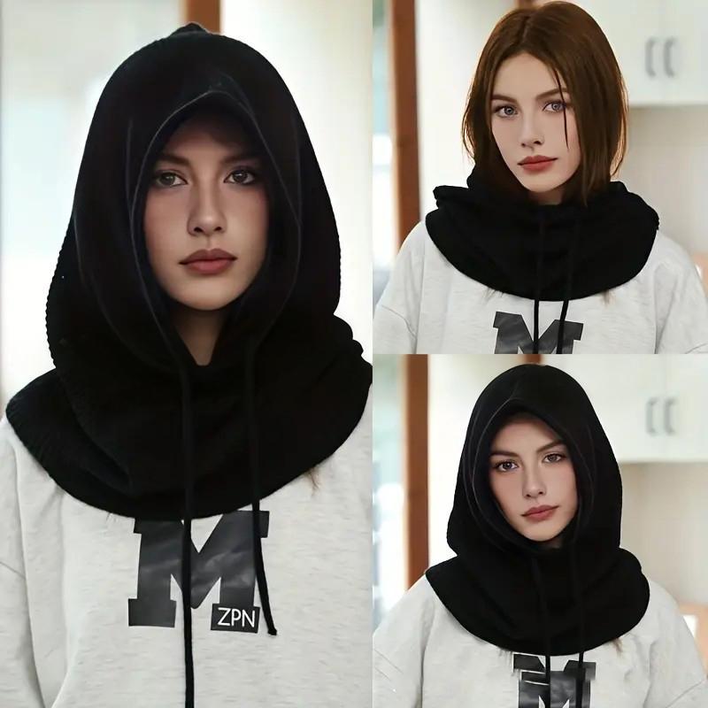 Dzianinowy szalik z kapturem dla kobiet Jesień i Zima Gruby i Ciepły Z nausznikami