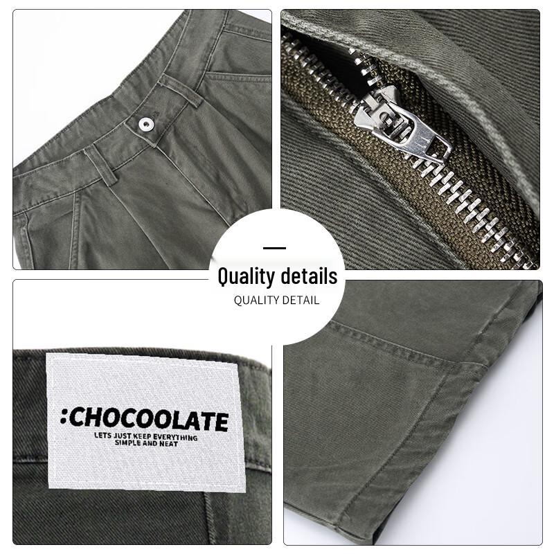 CHOCOOLATEit Men's American Style Cotton Cargo Straight-Leg Pants