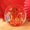 Auspicious Red Gold-Rimmed Fruit Plate, 26x26cm (Pack of 10)