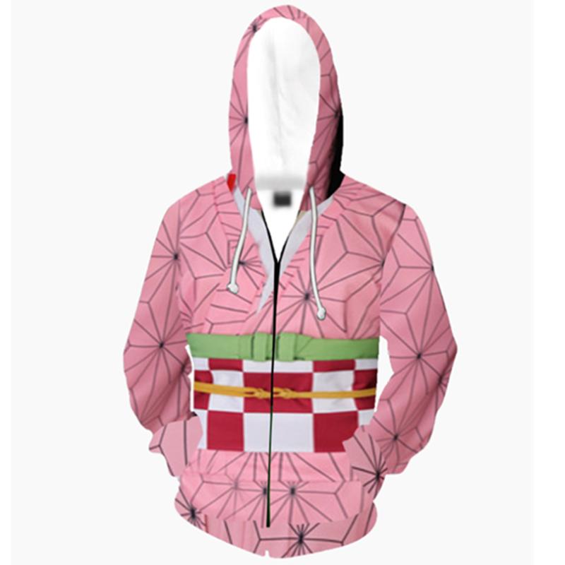 

Худи Slayer Kimetsu Demon No Yaiba Косплей Толстовка Куртка Пальто С капюшоном Pink Kamado Nezuko,S