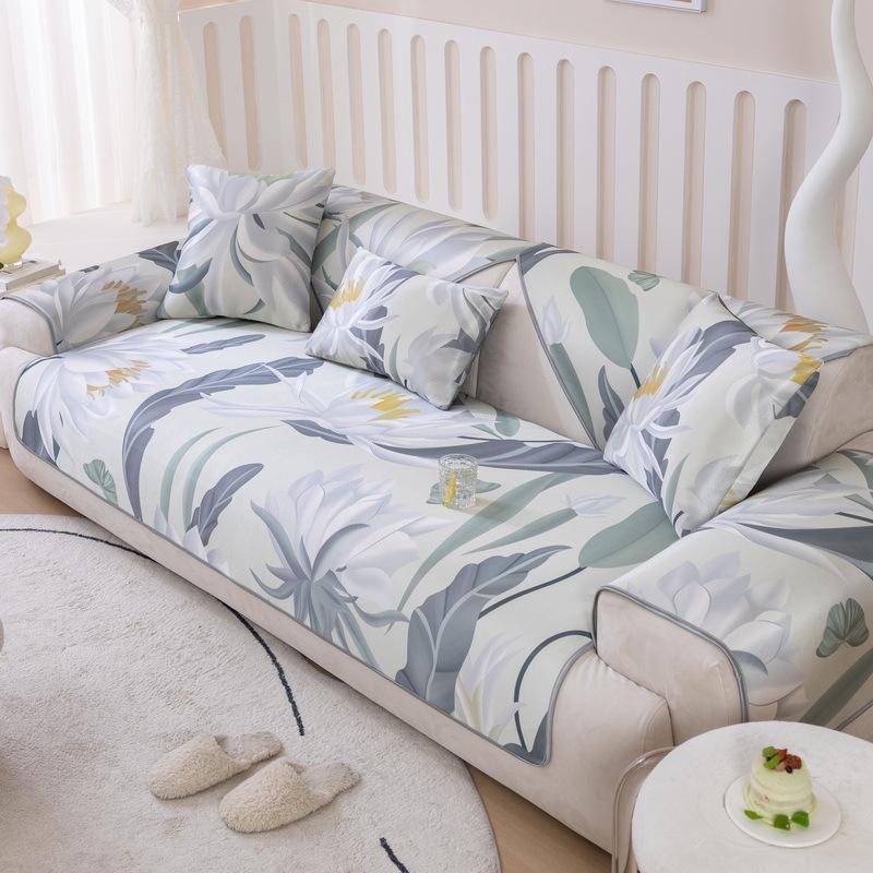 

Подушка для дивана из ледяного шелка, охлаждающая, с принтом, летняя, для охлаждения, полотенце для дивана в гостиную, нескользящая, подушка-ледяной охладитель, чехол для дивана 70x70