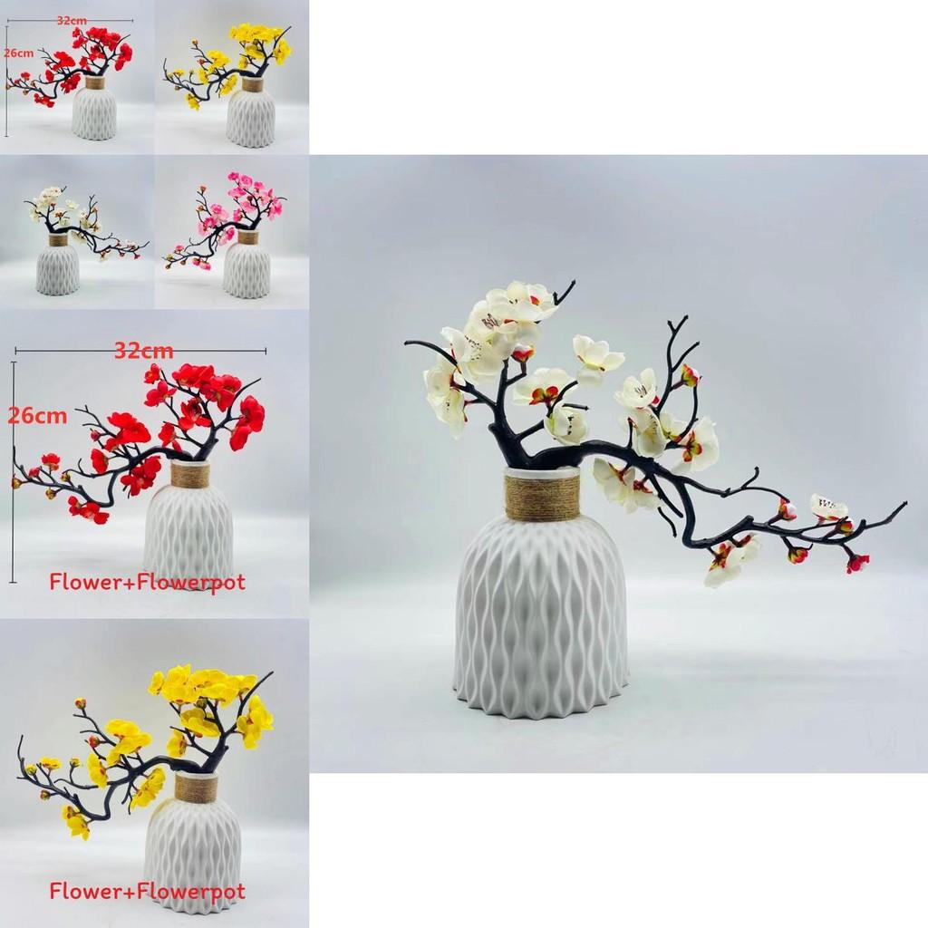 Winter Sweet Decorative Fake Plum Blossom Branch With Bright Colors For Living Space
