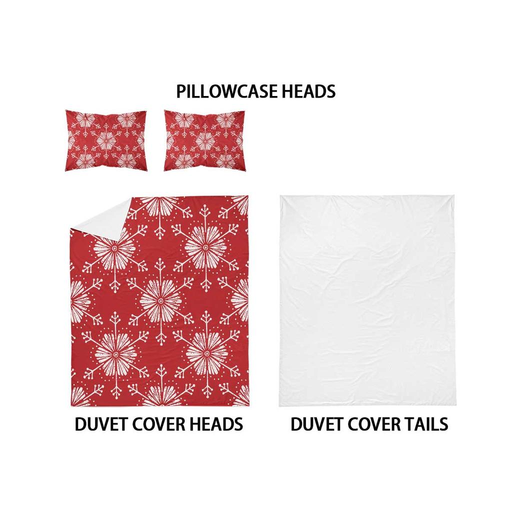 3pcs Christmas Red Snowflake Print Chipless Bedding Set, Soft and Comfortable, Multi Size Dormitory Bedroom, Machine Washable