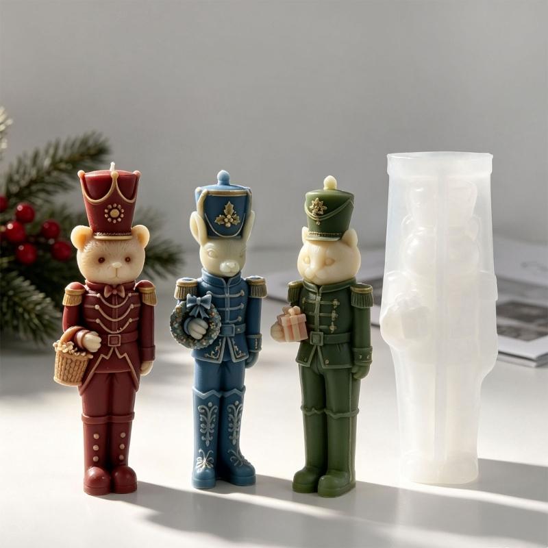 Side Slit Candle Making Form for Holiday Figure Projects, Flexible Standing Soldier Shape for DIY Winter Use and Display