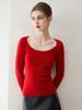 Women's Cashmere Ribbed Slim-Fit U-Neck Sweater - Soft, Fluffy, Autumn/Winter Style