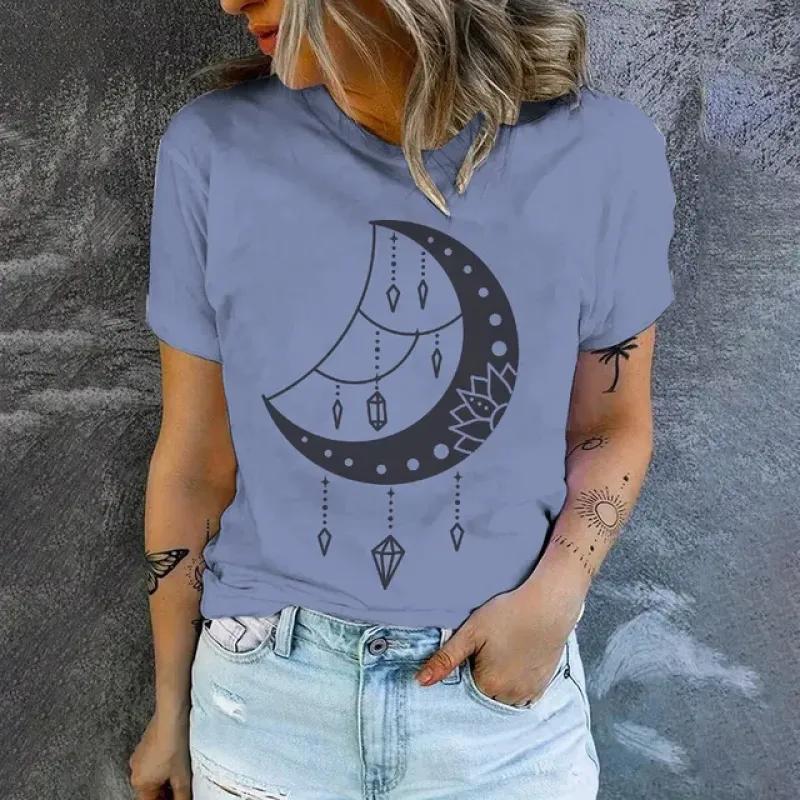 Elegantní dámské tričko Módní umění Vzor koček Potisk Tričko Letní volnočasové Tričko s krátkým rukávem Dámské nadměrné tričko