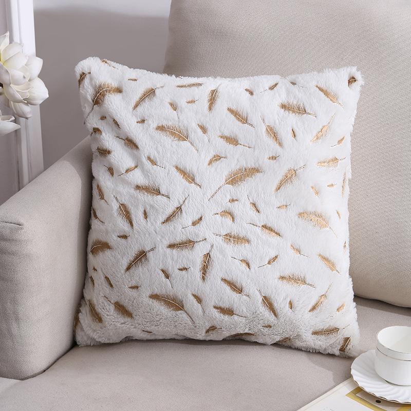 

Новая подушка для горячего тиснения с перьями, плюшевая наволочка, подушка для домашнего дивана, наволочка для офиса 45x45cm белый
