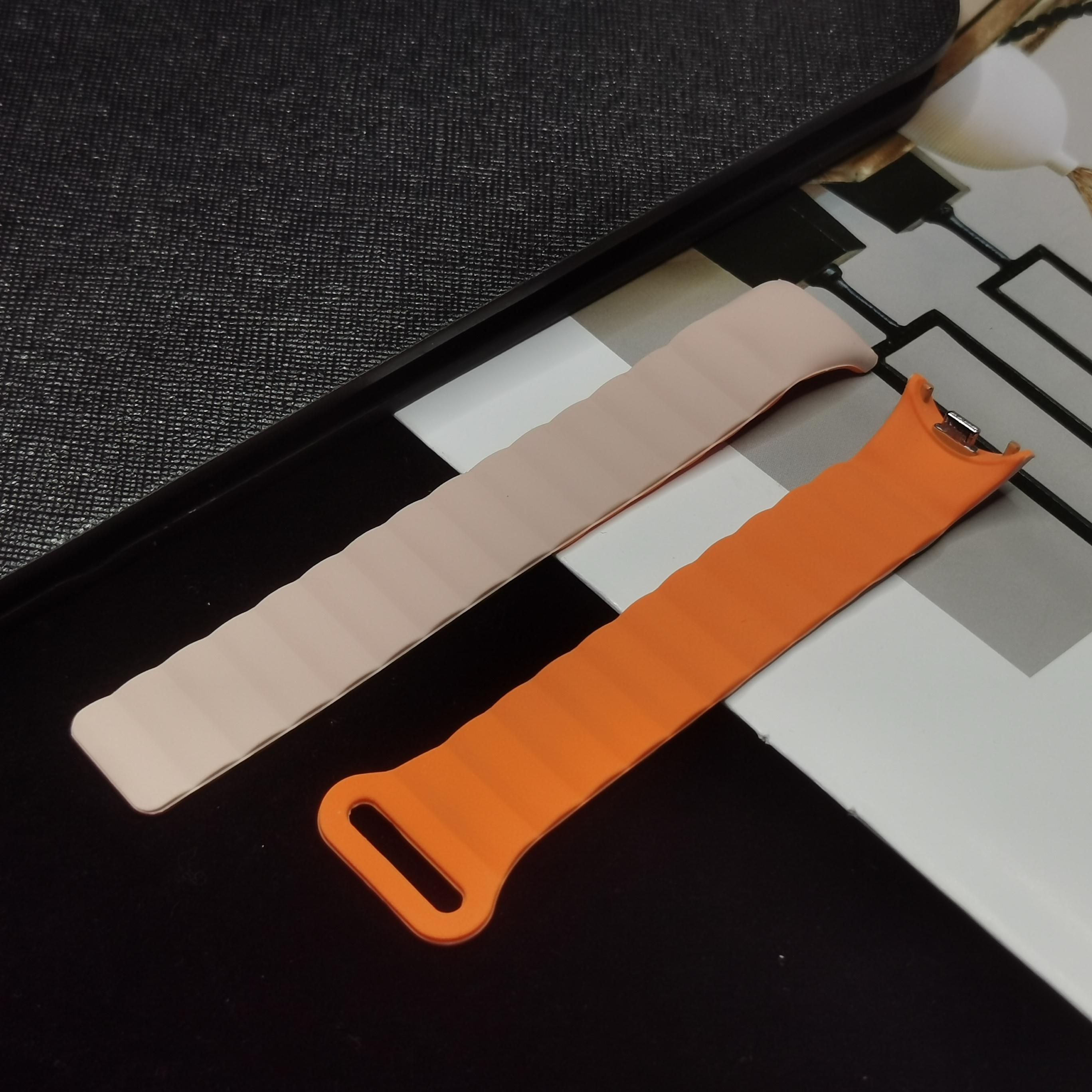 

Магнитная петля для Mi Band 8, силиконовый спортивный ремешок для часов для Xiaomi Mi Band 8, NFC Correa, браслет, металлический интерфейс for Miband 8 оранжевый/розовый