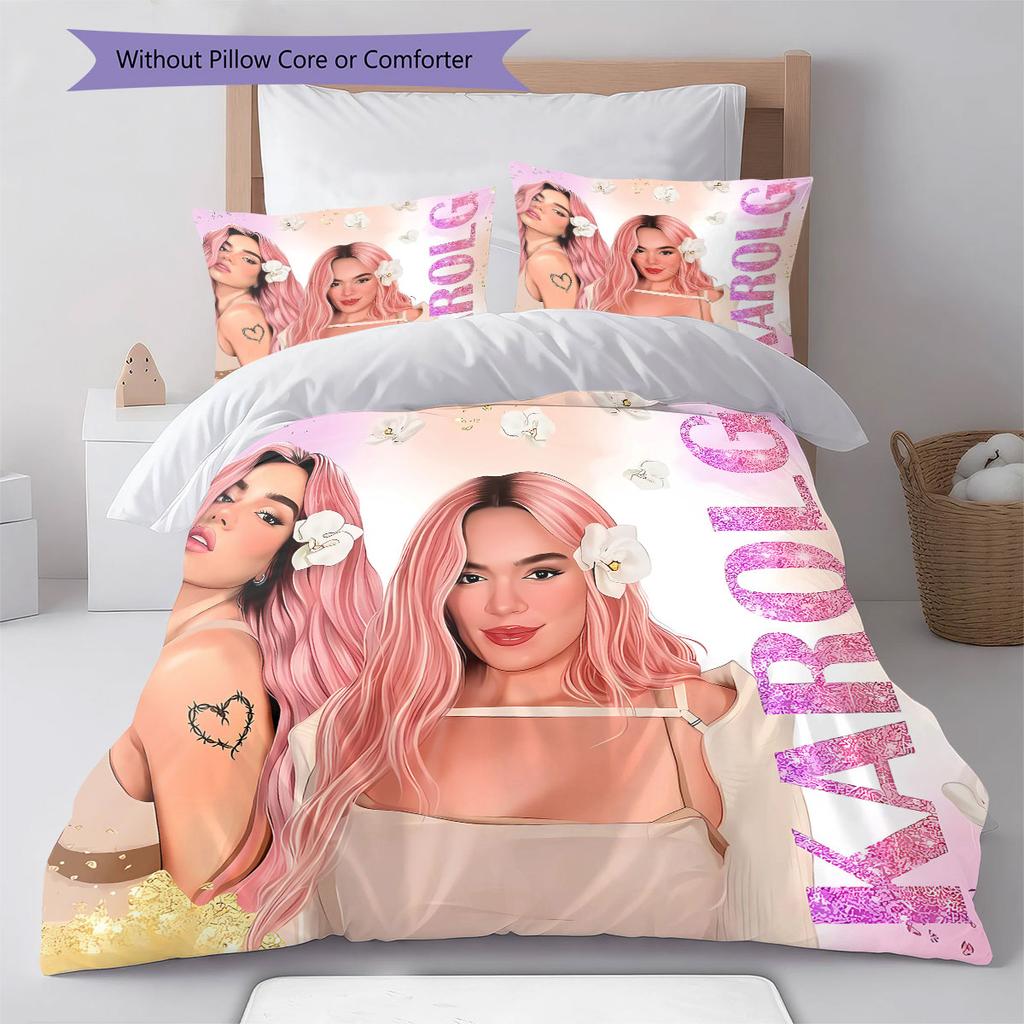 Karol G Pattern Bedding,Quilt Set Quilt Cover Pillowcase Home Birthday Gift(1 * Duvet Cover + 2 * Pillowcase, Without Core)