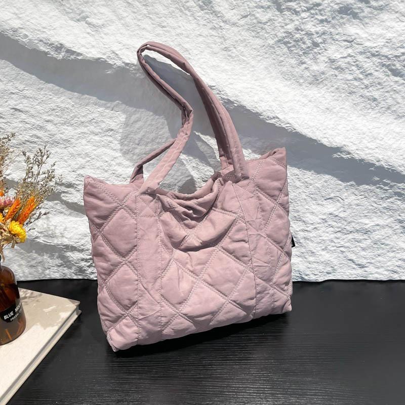 Ladies' Large Capacity Casual Nylon Cloth Shoulder Bag, Solid Color Tote Bag