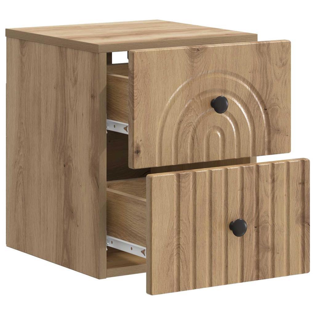 Wall Mounted Nightstand Artisan Oak Finish 33 x 34.5 x 40 cm