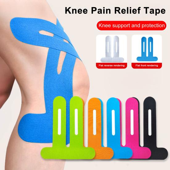 5 Pcs Precut Kinesiology Tape for Knees Latex Free Knee Tape for Pain Relief Waterproof Elastic Athletic Tape for Knee Support Stability