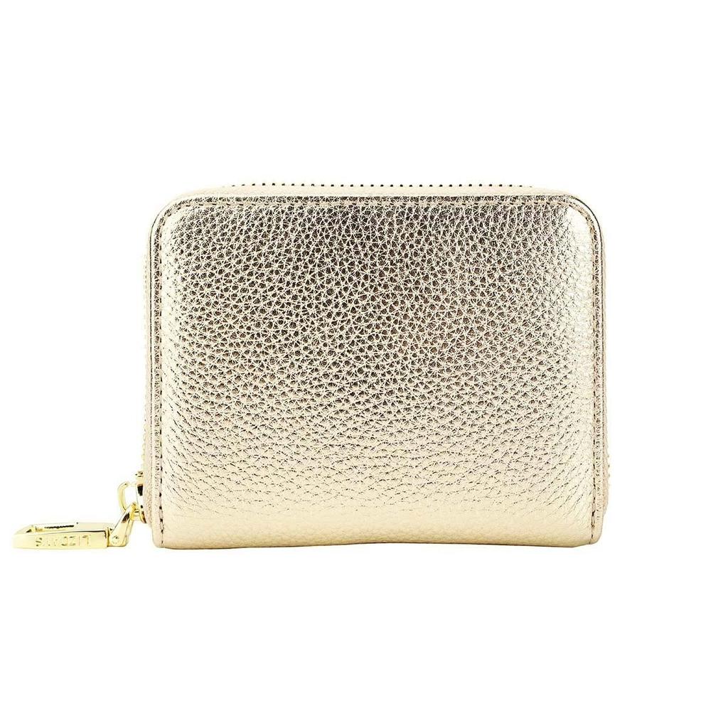 Lizdays Card Mini Wallet for Men and Card Cowhide Leather Gold x Case, Women, Accordion-Style Slots, RFID-Proof, High-Quality (Color Gold)