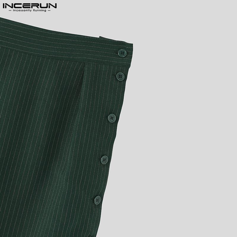 INCERUN Pánské sukně s vysokým pasem na knoflíky, dlouhé, ležérní, áčkového střihu, s rozparky, kilt