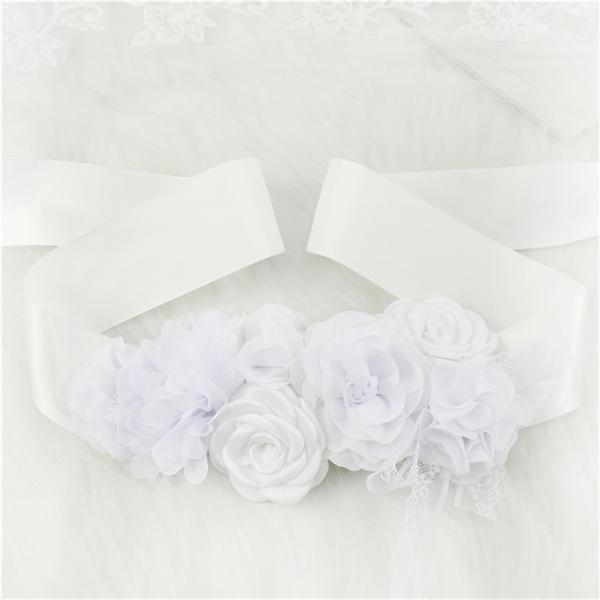 Wedding Accessories Bridal Wedding Belts Bridesmaid Sash Floral Belt Satin Flower Sash Woman Girl Sash Belt Wedding Sashes belt One Size белый