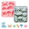 6-fach Silikonform Tropischer Strand Thema Sommer Tier Krabbe Muschel Fondant Süßigkeiten Schokolade Form DIY Backzubehör