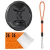 K&F Concept 82mm Lens Cap 4 Piece Set Lens Cap + Cleaning Cloth + Loss Prevention Strap Lens Protect Cap Inner Type One Touch