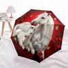 1 PC Automatic Folding Umbrella - Red Rose Horse Pattern, Portable & Foldable Design with 8 Ribs, Christmas Birthday Gifts