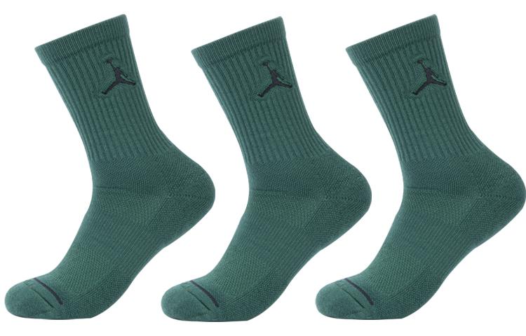 Jordan Everyday Max Crew Socks Unisex 3 Pack Gray Green SX5545-333
