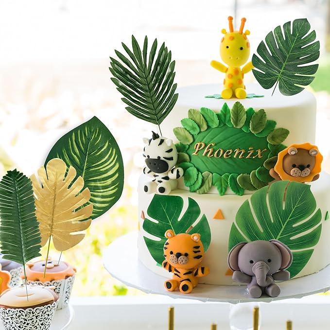 Summer Hawaiian Faux Tropical Leaf Set With 41 Pieces For Beach Party Home Decor