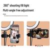 Height-Adjustable Portable Desktop Selfie Stand with Dual Camera Mounts and Fill Light for Live Streaming and Photography
