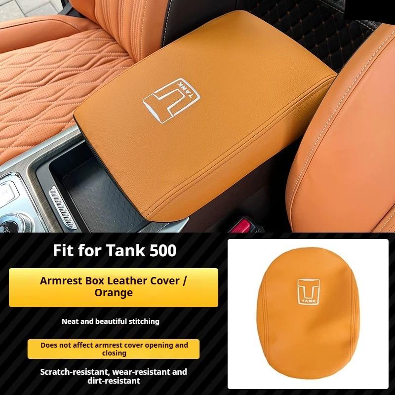 For GWM Tank 500Hi4-T Car Handrail Box Leather Cover Leather Scratch-resistant Central Armrest Decoration Interior Accessories