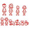 Family Car Decal Stickers Bundle Cute Cartoon Family Figure Vinyl Stickers Waterproof Auto Exterior Decor Accessories