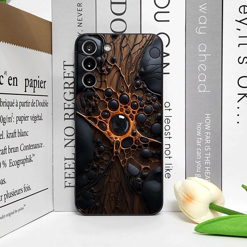 Künstlerische Mechanische Holztextur Muster Handyhülle für Samsung Galaxy S25 S24 S23 Ultra S22 Plus S21 FE A55 5G Weiche Silikonhüllen