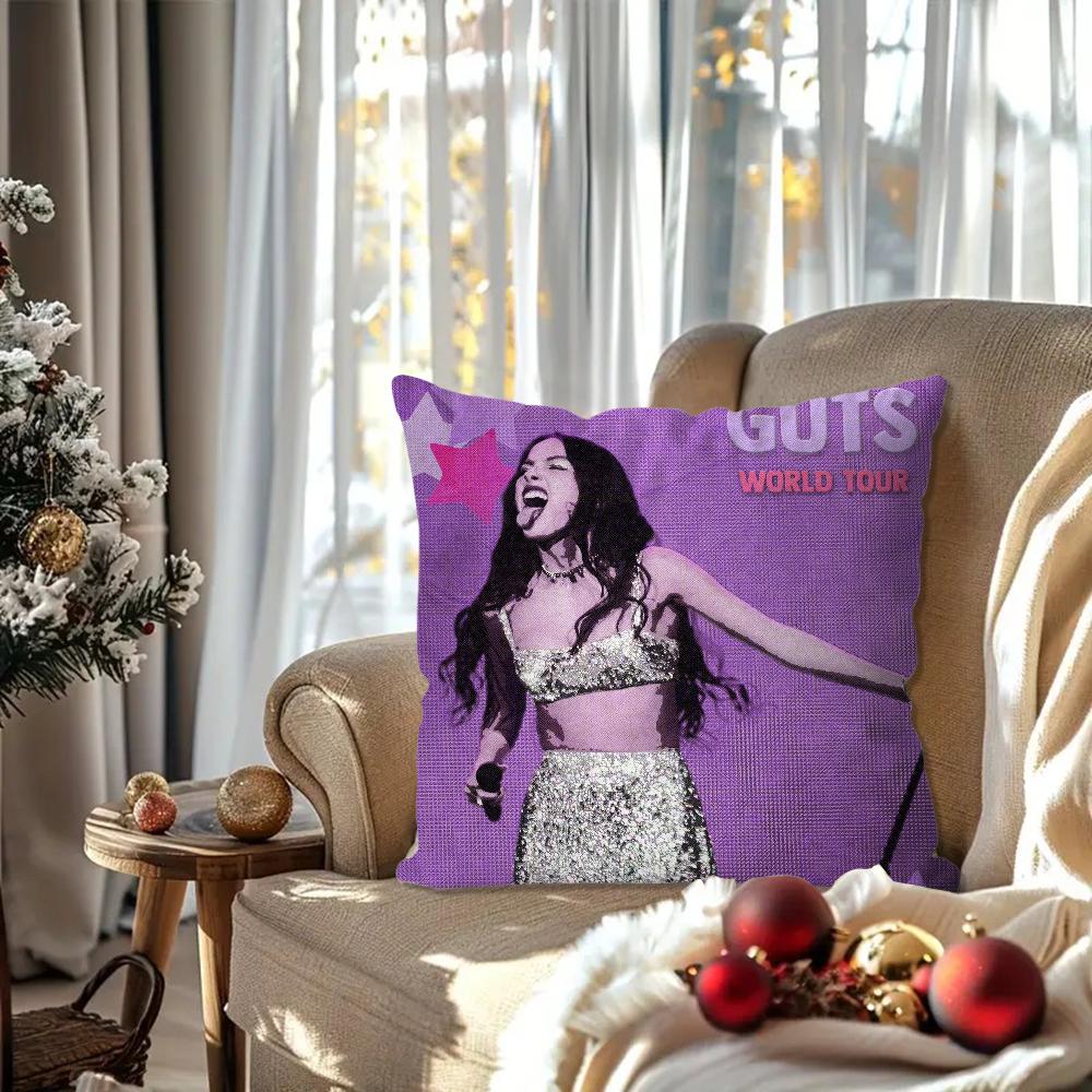 O-Olivia Singer R-Rodrigo Pillow Case Square Pillow Bedroom Sofa Leisure Comfort Cushion Car Living Room Home Decoration 40X40