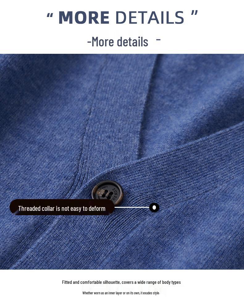 Men's V-neck Wool Cardigan: Autumn/Winter Business Casual Solid Color Long Sleeve, Warm Loose Knit Outerwear.