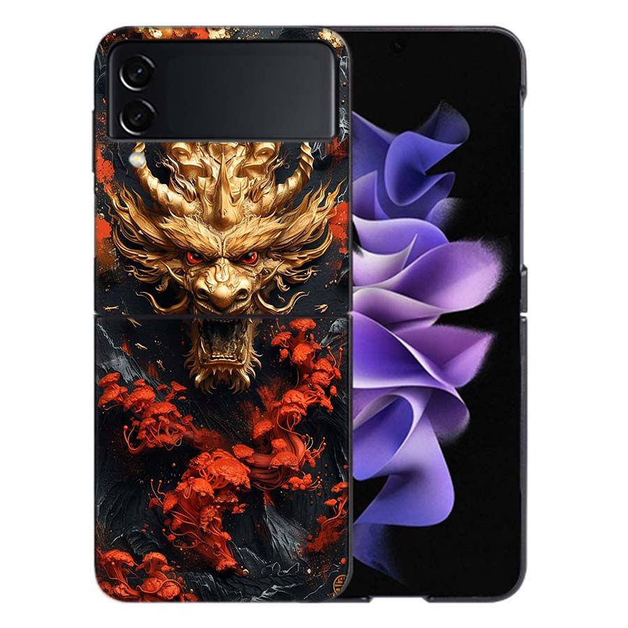 Golden Holy Dragon Coque For Samsung Z Flip7 6 Galaxy Case Shockproof Z Flip5 Z Flip3 4 5G Hard Cover Phone TPU PC Hard Funda