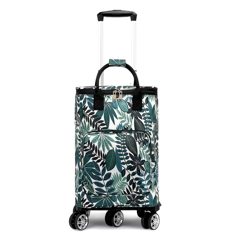 Portable Small Trolley Cart with Universal Wheels and Insulated Shopping Bag
