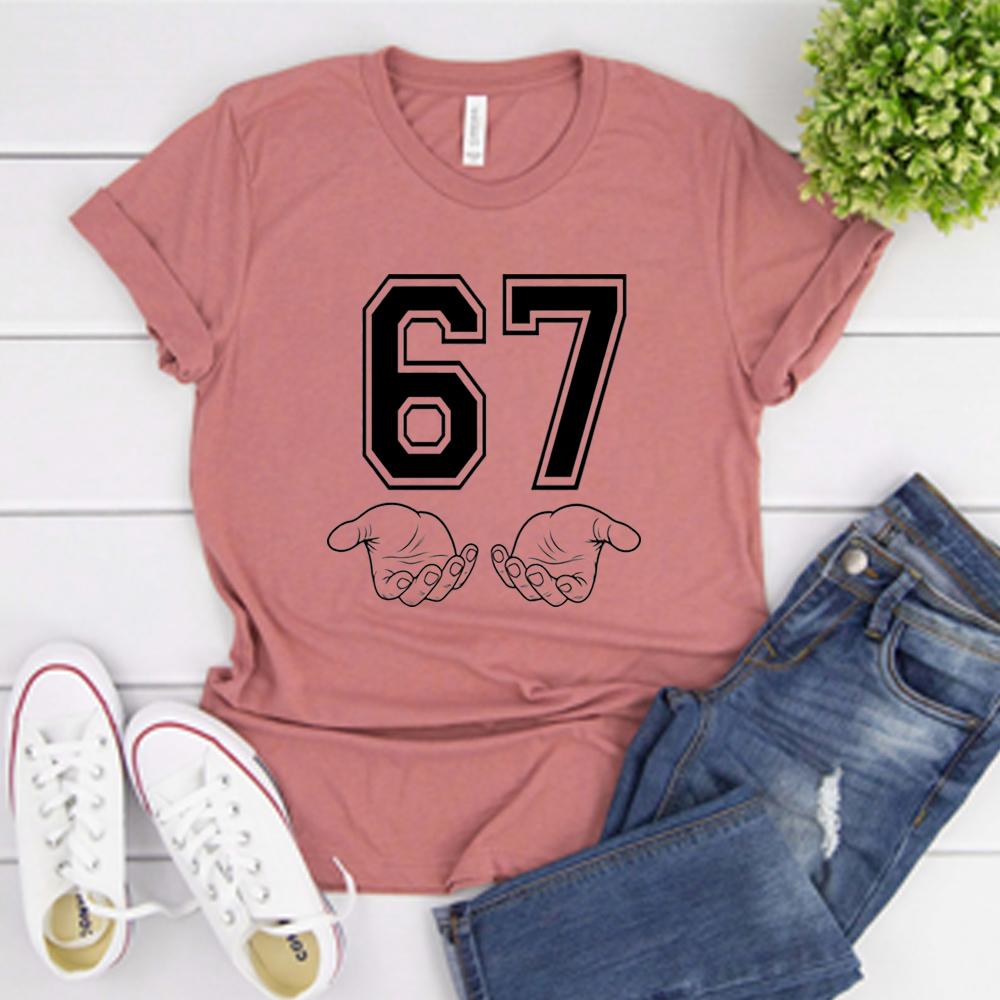 Funny Six Seven Tshirt 67 Hand Tshirt Meme Generation Alpha Tshirt Trendy 67 Tee Unisex Short Sleeves Tops Funny Gen Alpha Gift