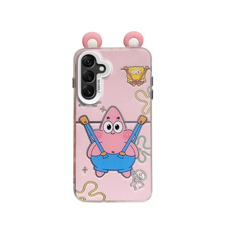 KEYSION Niedliche Cartoon-Hülle mit Ohren für Samsung A56 5G A36 mit Lanyard Weiches Silikon+PC Stoßfeste Handy-Rückseite für Galaxy A16 4G 5G