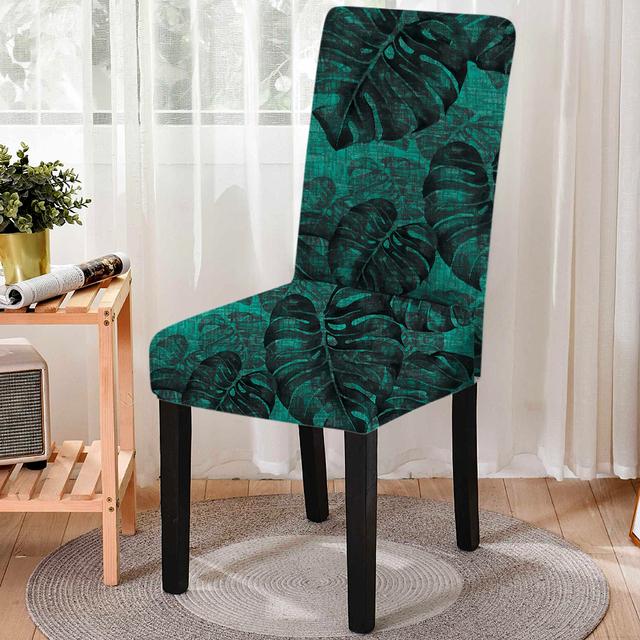 

Чехлы на стулья из спандекса с натуральным растительным принтом, эластичные, пыленепроницаемые, защитная подушка для кухонного обеденного сиденья, цельный чехол для офисного стула Universal Size