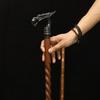 Handcrafted Walking Cane Antique Copper Dragon Handle, Solid Wood