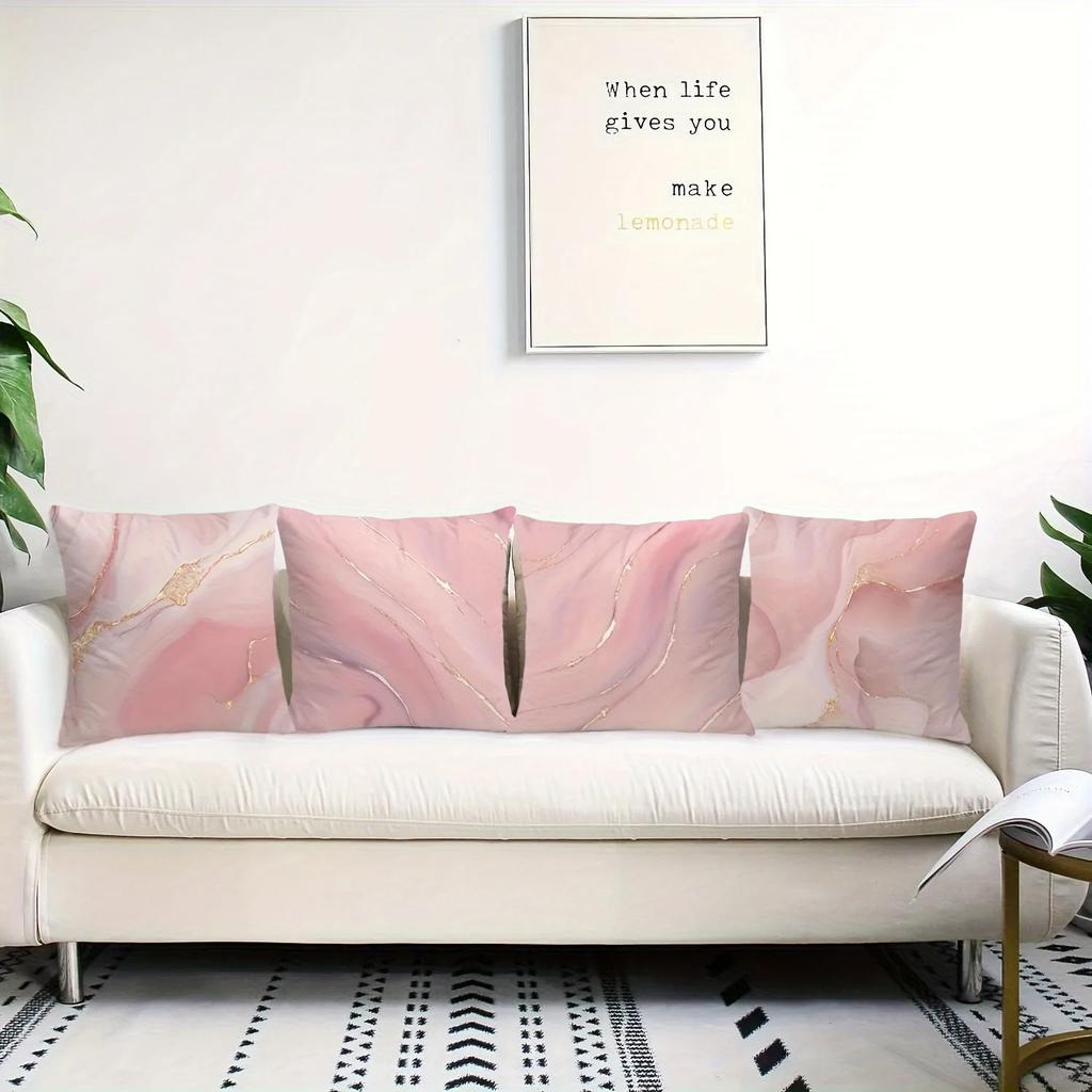 Pink Marble Texture Pattern Printing Pillowcase Living Room Sofa Cushion Cover Modern Fashion Home Bedroom Room Decoration