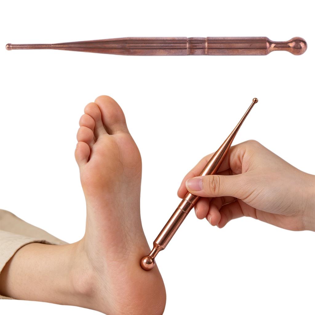 Pure Copper Massage Wand Lightweight Trigger Point Massage Acupressure Pen Dual Tip Tool for Nasal Hygiene Reflexology Wellness