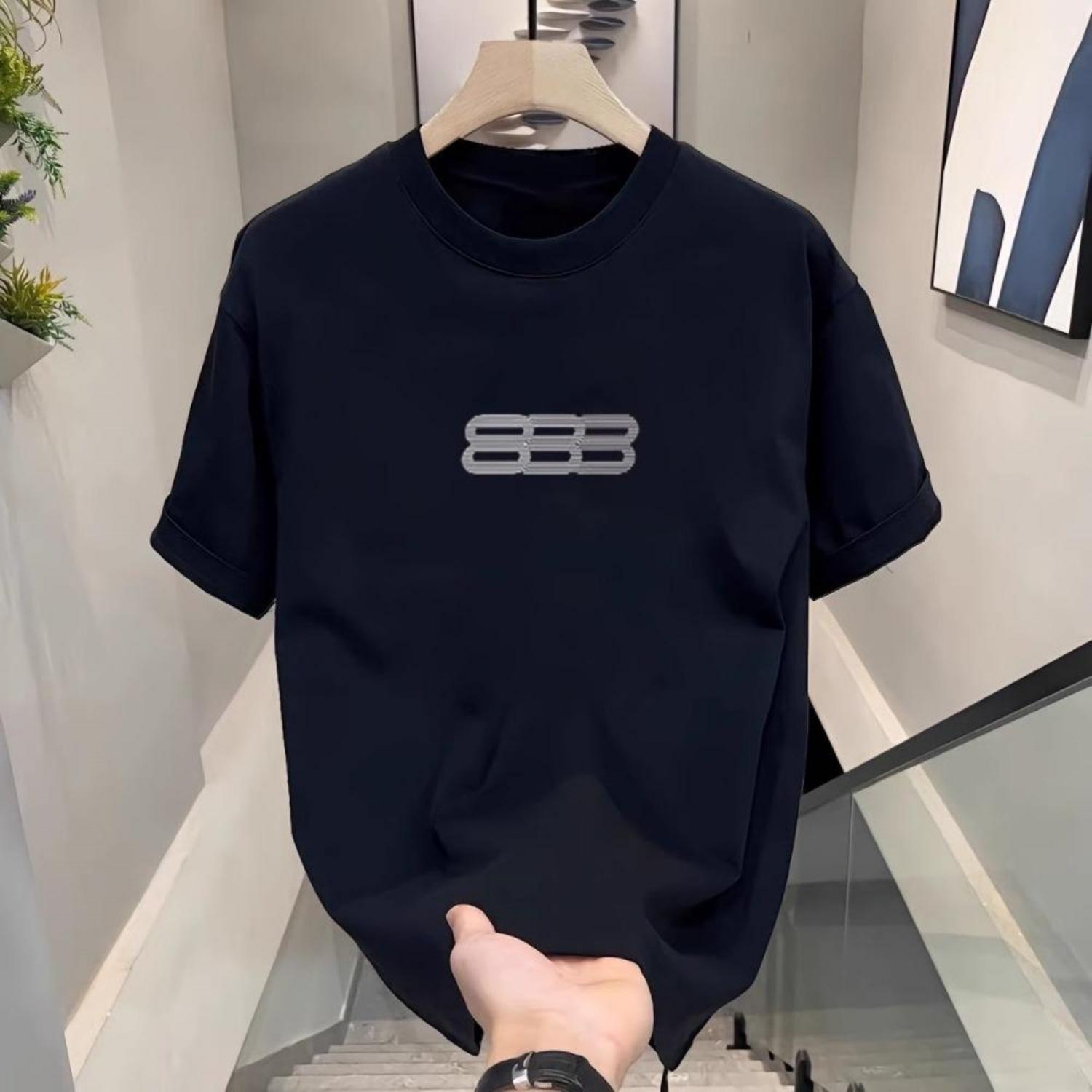 

Men s Simple Pure Cotton Sports Comfortable Round Neck Short Sleeved T-shirt XXXXXL чорний
