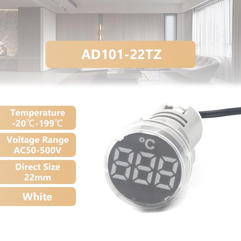 1PCS 22MM Mini Round LED Thermometer AC 50-500V -20-199 Digital Temperature Meter Indicator,For Sensor Gauge Weather Station