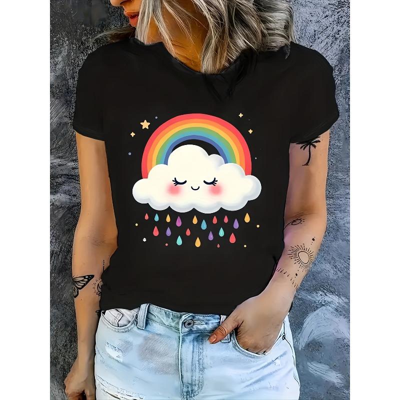 Европейские размеры Женская модная повседневная футболка S чёрный