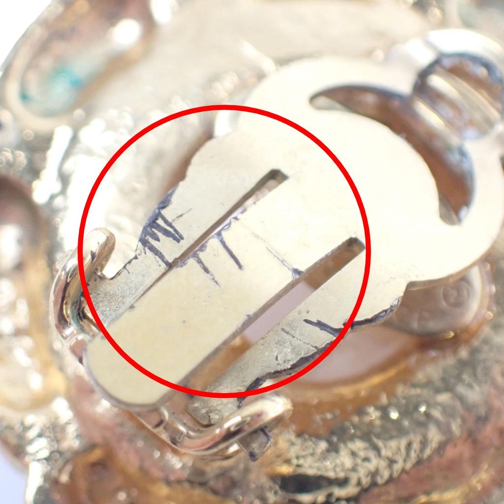 CHANEL With blisters, no rubber, large 93P Earring Gold Plated gold Women Used