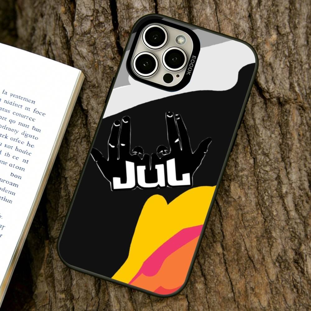 Coque de téléphone pour rappeur JuL pour iPhone 17,16,15,14,13,12,11 Plus,Pro Max,XS,Housse colorée Argent Noir