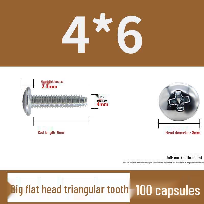 Hardened M4 Triangular Thread Phillips Self-Tapping Mushroom Head Wood Screw